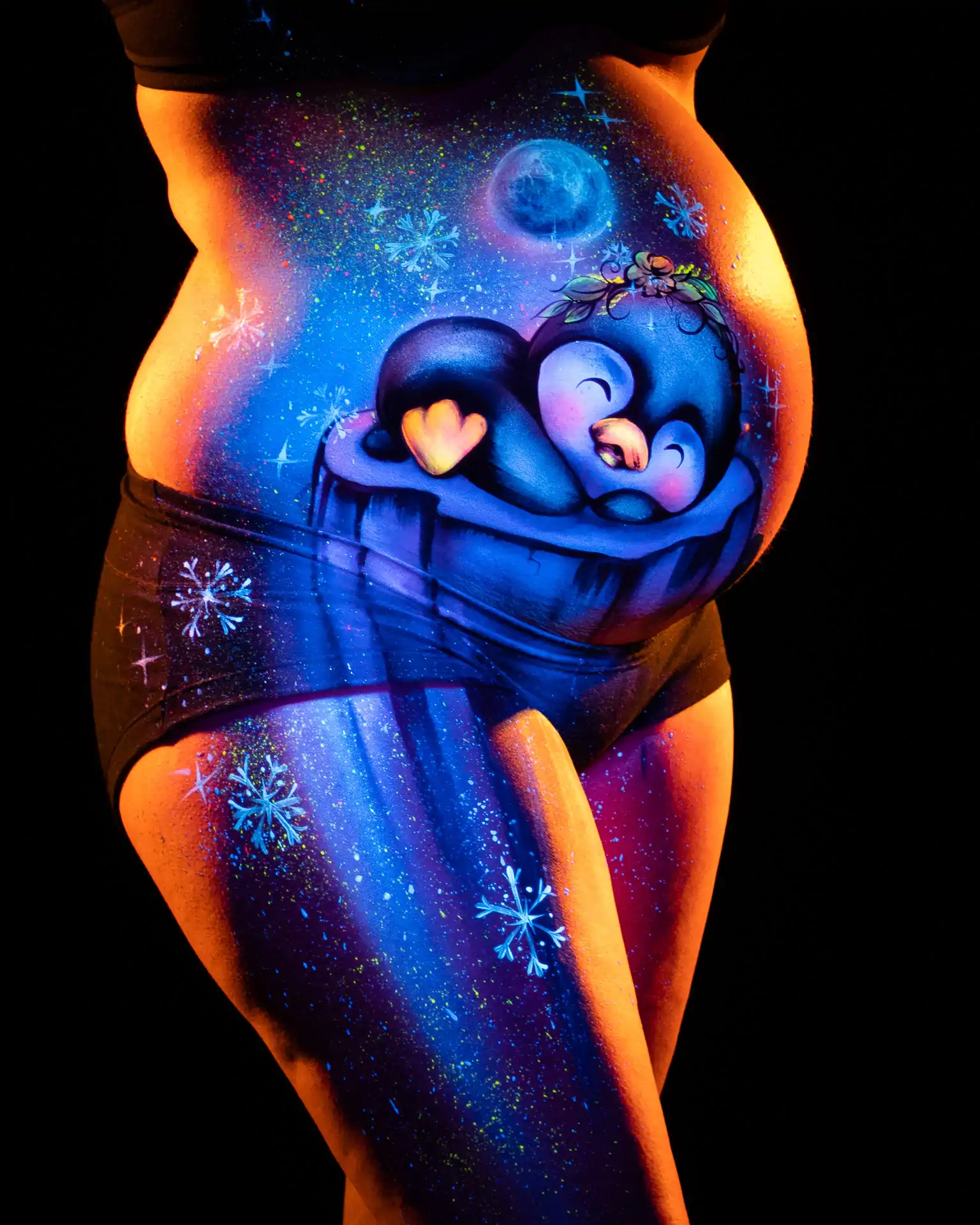 Babybauch Portrait mit Bodypainting im Studio in Rostock